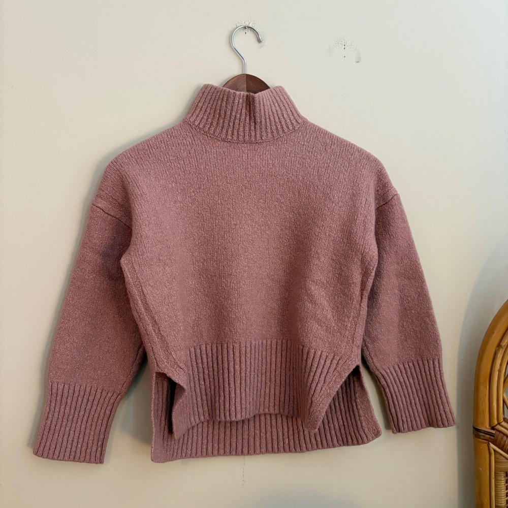 FRAME Authentic Womens Pink Turtleneck Cashmere Virgin Wool Blend Sweater